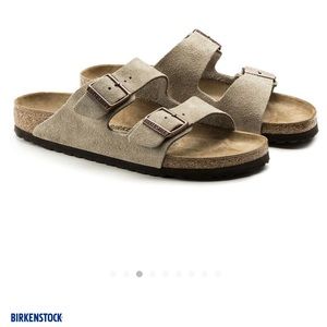 Arizona Suede Leather Birkenstocks - Taupe